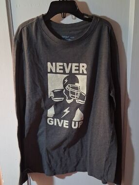 Cat & Jack Dark Gray Long-Sleeve 'Never Give Up' Football Tee